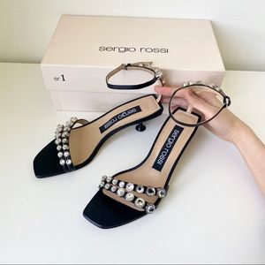 NEW Sergio Rossi Milano crystal leather sandals 50